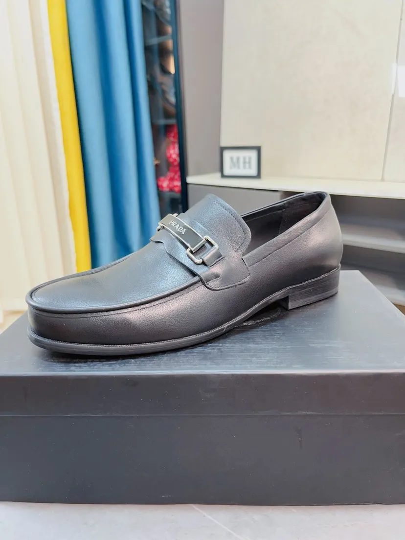 Men's shoes 💰540🌹🌹【PRADA Leather Shoes】Top purchasing agency Original imported Italian custom-made open-edge beaded cowhide leather surface, fully imported water-dyed breathable cowhide lining, original factory special molded sole super comfortable, size: 38-44